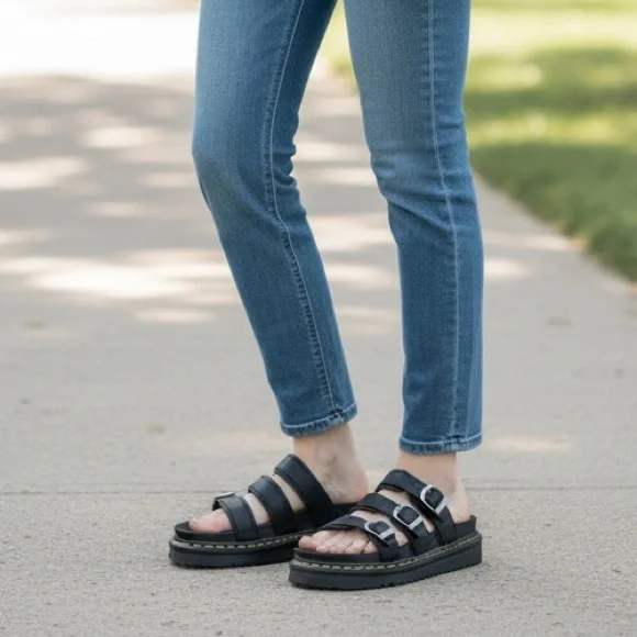 Dr. Martens Black Leather Sandals - Picture 2 of 7